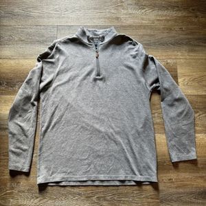 Mizzen Main Sweater Mens Large‎ Gray 1/4 Zip Pullover Long Sleeve